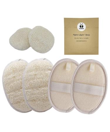 ORIMEE 100 percentage Natural Loofah Exfoliating Sponge Bath Shower Luffa for Women and Men Remove Dead Skin Biodegradable Eco Friendly and Plastic Free (6 Pack)