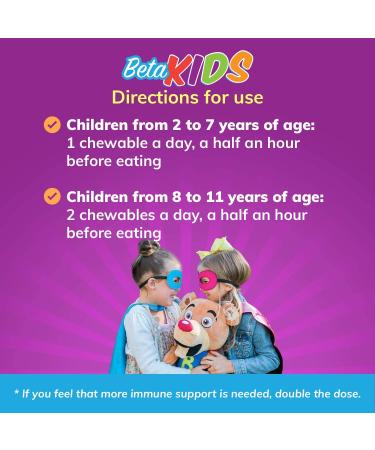 Beta Kids Immune Support Gummies with Beta Glucan, Selenium, and Vitamin D3 - 30 ct | All Natural, Non-GMO, Kids Chewable Vitamin - Buy Online on GoSupps.com