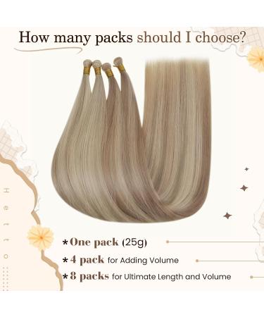 Buy Hetto Virgin Real Hair Extensions - Remy Genius Ash Blonde Highlights #18/613 | 25g 40cm | Natural Hair Recovery - Buy Online on GoSupps.com
