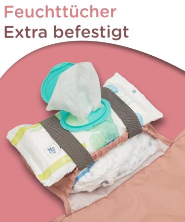 Jubi Dirty Pink Changing Pad - Organic Cotton & kotex Polyester Diaper Pad with Space for 4 Diapers & Wet Wipes - Perfect for On-the-Go! - Buy Online on GoSupps.com