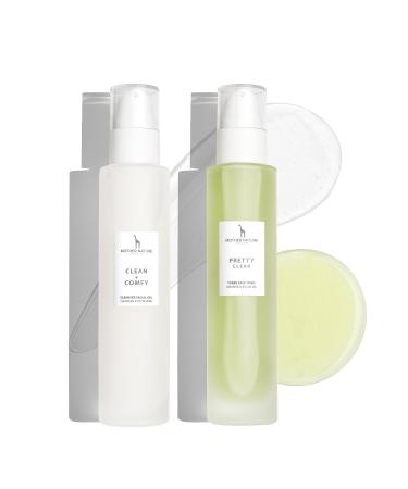 Facial Cleansing Kit with Organic Aloe Vera and Hyaluronic Acid - 150 ml Cleansing Gel and 150 ml Toner - Facial Care for Normal Combination and Impure Skin