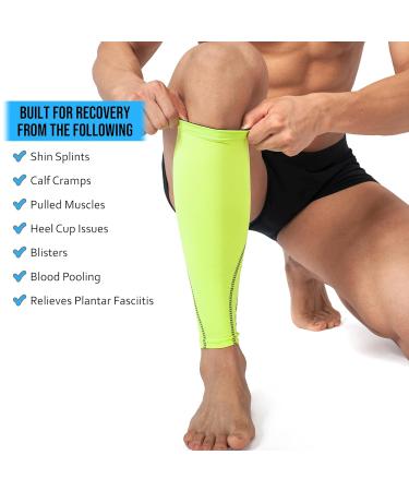 360 RELIEF Compression Calf Sleeves for Men and Women - Green | Shin Splints, Muscle Cramps, Circulation | Ideal for Sports, Running, Hiking, Marathon | M L XL Sizes + Mesh Laundry Bag | L-Single - Buy Online on GoSupps.com