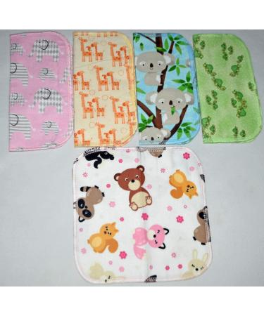 Set of 5 Wildlife Babies 1 Ply Printed Flannel 8x8 Inches Little Wipes - Buy Online on GoSupps.com