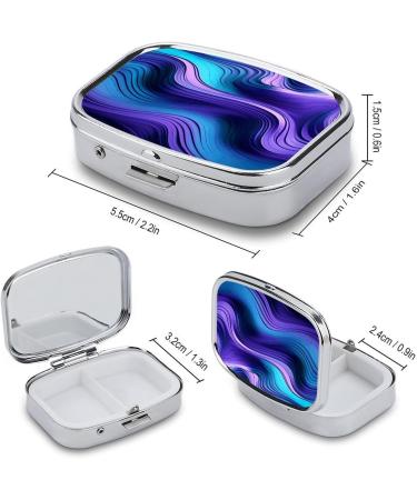 Portable Wavy Purple Print Pill Box - 2 Compartment Decorative Metal Organizer for Travel & Purse - Buy Online on GoSupps.com