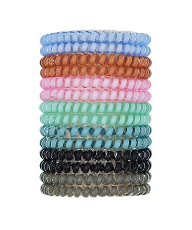 NELJIBEHU Candy Color 14 Pcs Spiral Hair Ties  Coil elastics Hair Ties  Multicolor Medium Spiral Hair Ties Telephone Cord Plastic Hair Ties(7 Color)