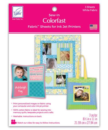 June Tailor Sew-in Colorfast Fabric Sheets for Inkjet Printers White