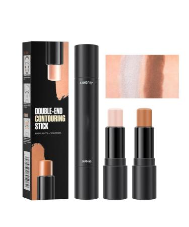 Contouring Stick, Professional Makeup Highlighter Contour Stick 2-In-1, Contour Stick with Two Ends Defines the Cheekbones and Shapes the Face (01#, .)