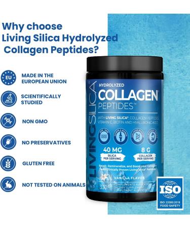 Hydrolyzed Collagen Peptides Powder Enriched with Silicon Hyaluronic Acid Vitamin C Biotin and Acacia Gum. Vanilla Flavor. 330g jar. - Buy Online on GoSupps.com