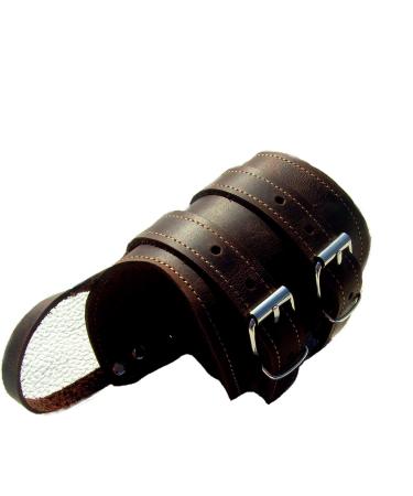 Leather manual bandage for circumference 19.5-25 cm/side-link dark brown leather bracelet with thumb loop wrist-loose wrist support leather bracelet