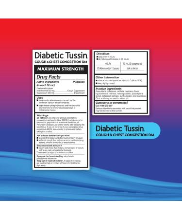 Diabetic Tussin Cough Suppressant Liquid Maximum Strength 4 oz (Pack of 6) - Buy Online on GoSupps.com