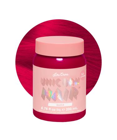 Lime Crime Unicorn Hair Dye Full Coverage  Lipstick (Pink-Red) - Vegan and Cruelty Free Semi-Permanent Hair Color Conditions & Moisturizes - Temporary Pink-Red Hair Dye With Sugary Citrus Vanilla Scent