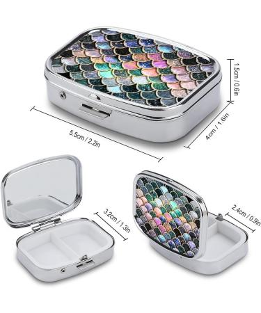 Mermaid Scale Pill Box - Small Travel Organizer for Vitamins & Medications | Portable Metal Case for Daily Use - Buy Online on GoSupps.com