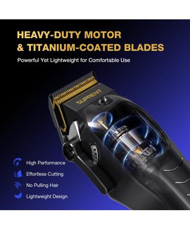 SUPRENT Hair Clippers for Men Professional Mens Hair Clipper & Trimmer Set Heavy Duty Motor Hair Cutting Kits with LED Display & 9 Guide Combs Barber Clippers Beard Hair Trimmer Black - Buy Online on GoSupps.com