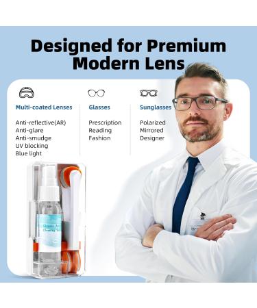 Glasses Cleaner Kit - Eyeglass Cleaner Spray & Microfiber Cloth Set with Portable Repair Kit - Safe for All Lens - White - Buy Online on GoSupps.com