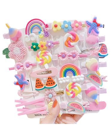 Hair clips for girls 28 pieces of girl hair clip set animated hair clip girl rainbow cute hair clip girl children teen girl baby gift for birthday rainbow.