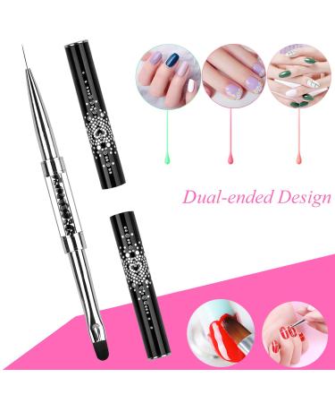 LEQ Dual-Ended Nail Design Brush | Rhinestone Handle UV Gel Nail Art Tool - Buy Online on GoSupps.com