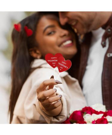 24pcs Valentines Cupcake Toppers Red Valentines Cake Toppers Happy Valentines Day Cake Toppers Double Sided Valentines Cake Decorations for Valentines Cupcake Decorations - Buy Online on GoSupps.com