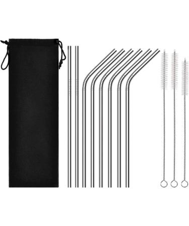 Jesykin 8 Pack Stainless Steel Reusable Straws with Case and Cleaning Brush - Long Metal Drinking Straws for 30oz and 20oz Tumblers - Dishwasher Safe - Buy Online on GoSupps.com