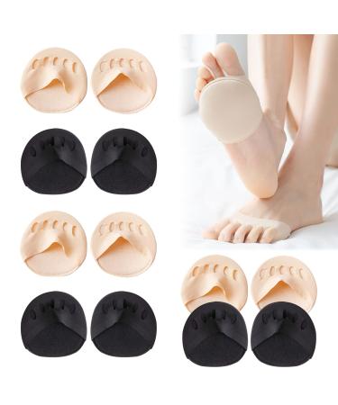 ZOCONE 6 Pairs Ball of Foot Cushion Pads for Heels Padded Ball of the Foot Cushion Pads for Women-Honeycomb Foot Pads Relief Fatigue Pain Metatarsal Pads Suitable for Various Shoe(3Black+3Skin Colour)