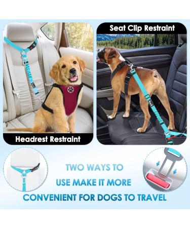 SlowTon Dog Seat Belt 2 Pack Pet Car Seatbelt Headrest Restraint Adjustable Puppy Safety Seat Belt Reflective with Elastic Bungee Connect with Dog Harness in Vehicle for Travel Daily Use(Light Blue) Light Blue Headrest + Clip (Dual Restraint) - Buy Online on GoSupps.com