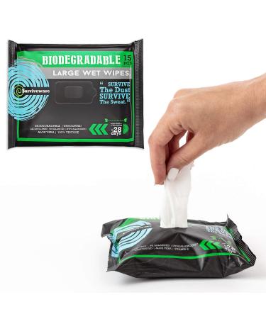 Surviveware Biodegradable Wet Wipes - 15 Count, Post Workout & Camping Face/Body Wipes for Adults - Buy Online on GoSupps.com