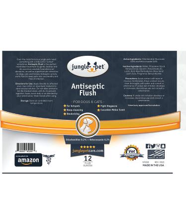 Jungle Pet Antiseptic Flush 12 oz - Dog & Cat Wound Care for Cuts, Abrasions, Stings - Cucumber Melon Scent - Skin Irritation Treatment - Buy Online on GoSupps.com
