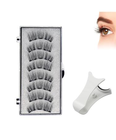 Horuili® Magnetic False Eyelashes, Magnetic False Eyelashes with Applicator, Double Magnetic False Eyelashes, 3D Magnetic False Eyelashes, Reusable, No Eyeliner, Waterproof