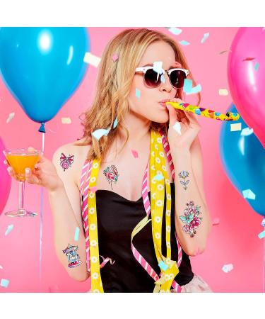 Konsait Cartoon Temporary Tattoos for Girls - 56pcs Waterproof Fake Stickers with Flamingo, Flower, Butterfly, and More - Ideal for Kids' Birthday Party Favors and Gift Bag Fillers - Buy Online on GoSupps.com