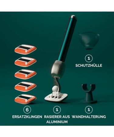 Fler Razor Shave Set - Women's & Unisex Razor with Interchangeable Heads 6 Aloe Vera Blades Protective Bracket - Shop Internationally - Buy Online on GoSupps.com