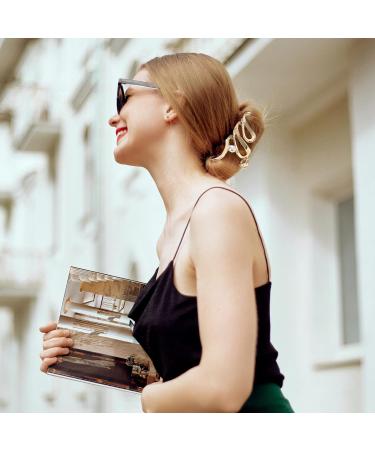 2 Pack Lolalet Metal Hair Claw Clips - Large Gold & Silver Charms for Women and Girls with Thick, Long Hair - Strong Hold, Nonslip Clamps - Trendy & Elegant Style A - Buy Online on GoSupps.com