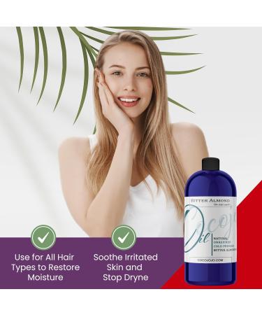 Dr Joe Lab Bitter Almond Oil - 32 oz - Pure Unrefined Cold Pressed Extra Virgin Non GMO All Natural Vegan Bulk Carrier Oil Perfect for Body Hair Face Skin Nails Facial Hair DIY Cosmetics 32 Fl Oz (Pack of 1) - Buy Online on GoSupps.com