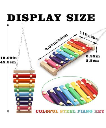 Suspensible Colorful Bird Xylophone Toy with 8 Metal Keys - Ideal for Chicken Bird, Parrot, Budgies, Love Birds | Bird Cage Accessories - Buy Online on GoSupps.com