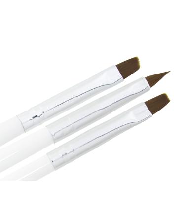 Premium Brush Set White Nail Design - Studio Quality - Pack of 3