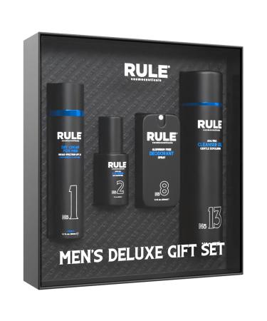 RULE COSMECEUTICALS - Men's Deluxe Gift Set No.1 Men's Face Cream No.8 Deodorant Spray No.13 Cleanser Gel No.2 Eye Serum Eye & Skin Care Set