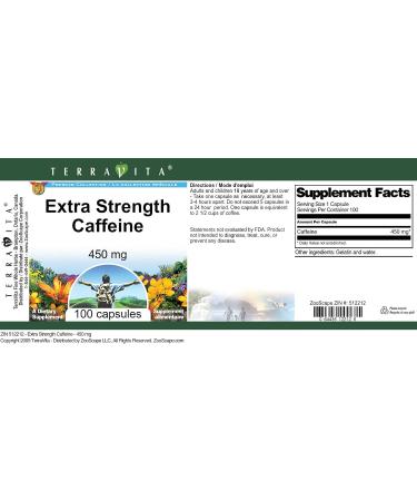 Extra Strength Caffeine 450mg - 100 Capsules for Energy Boost | Fast International Shipping - Buy Online on GoSupps.com