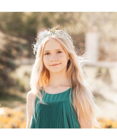 Flower Girl Headpiece Princess Hair Accessory Wedding Flower Crown for Kids Flower Girl Headband Pearl and Flower Girls Bridal Wedding Communion Hair Band Women Headbands(Gold) - Buy Online on GoSupps.com