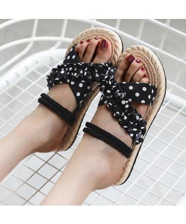 HSYHKDSY Women's Black Flat Sandals - Sparkly Glitter Summer Shoes for Holidays | Comfortable & Elegant | Size 5.5 UK - Buy Online on GoSupps.com