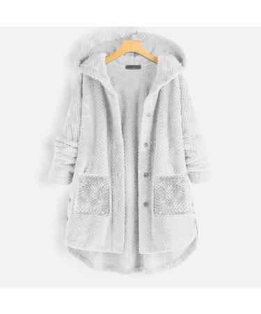 Hanxiulin Oversized Winter Coat for Women - Plush Hoodie Jacket Long Warm Outdoor Premium Jacket in White - Buy Online on GoSupps.com