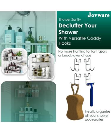 Starich Shower Caddy Hook Set | 4-Piece Silver Razor Holder & Shower Hooks for Luffa - Buy Online on GoSupps.com