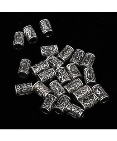 24 Viking Rune Pearls & 5 Hair Extension Needles - DIY Jewelry for Necklaces & Beards - Buy Online on GoSupps.com