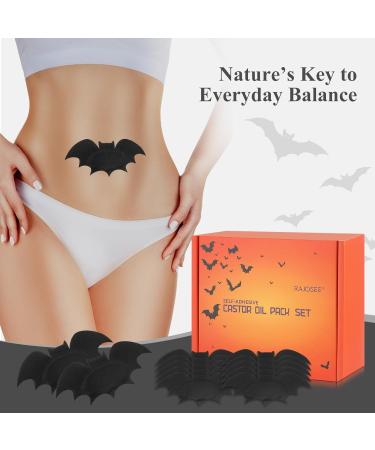 30Pcs Castor Oil Pack for Belly Button Set Black Bat Shape Self-Adhesive Patches with 4oz Organic in Glass Bottle Breathable Cotton Pads for Wellness 4 fl.oz with 30pcs patches - Buy Online on GoSupps.com