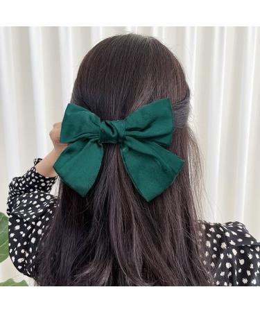 12-Pack Large Oversized Satin Hair Bows French Barrettes Clips - White Red Yellow Blue Black Hair Bow Ribbon Accessories for Women - Buy Online on GoSupps.com