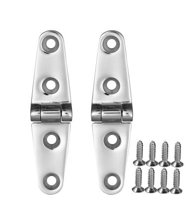 Boat Strap Hinges 4" x 1" 316 Stainless Steel Hinge,Marine Heavy Duty Deck Cupboard Hinge,Cabinet Hatch Hardware,Pack of 2