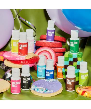 Colour Mill Oil Blend Set Kickstarter Colorants Alimentaires Base d'Huile - Nourriture Dye: Yellow Orange Red Hot Pink Baby Pink Purple Blac Chocolate Forest Lime Sky Blue Royal - Set-12 - Buy Online on GoSupps.com