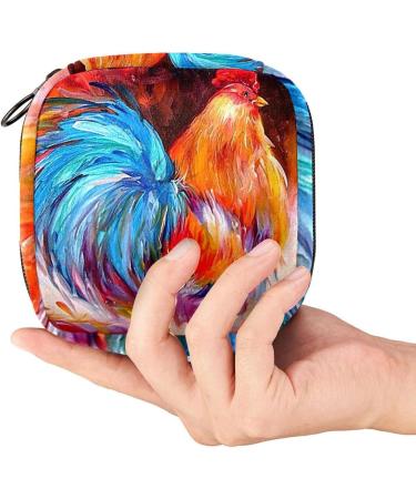 Menstruation Pad Bag with Zipper - Stylish Women's Napkin & Tampon Bag | Oil Painting & Animal Art Designs - Buy Online on GoSupps.com