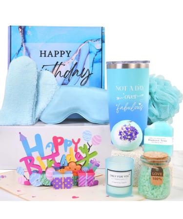 Birthday Gifts for Women - Relaxing Spa Gifts Basket Set Box for Women Unique Happy Birthday Gift Ideas for Her Grandma Mother Teacher Nurse Friend Wife Sister Daughter Blue