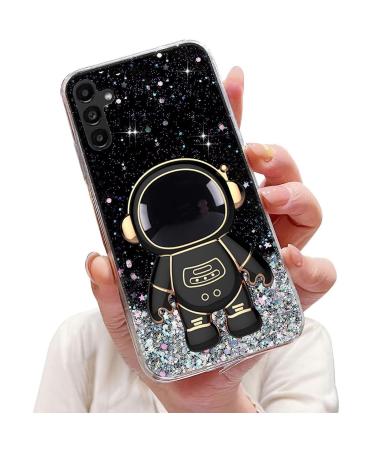 Tivenfezk Nadoli for Samsung Galaxy A14 5G astronaut Hidden Stand Shell caricature glitter stand soft silicone bling transparent protective cover samsung galaxy a14 5g black