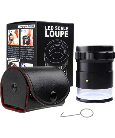 10X Illuminated Jewelers Loupe Magnifier with Interchangeable Reticle Scale and LED Light - 25mm Field of View for Jewelry, Gems, Coins - Hobby Tool with Glass Scale Chart - Buy Online on GoSupps.com