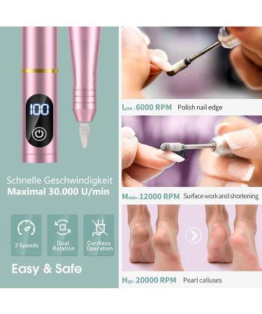 Electric Nail Cutter & File Set - 30 000 RPM 11-in-1 USB Manicure & Pedicure Tools - Pink Acrylic & Callus Remover - Buy Online on GoSupps.com