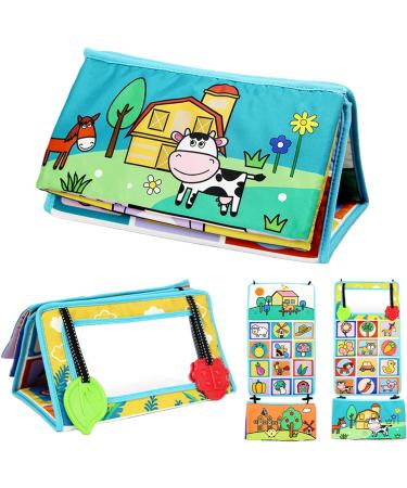 Kumprohu Tummy Time Floor Mirror - Crinkle Cloth Book with Teethers | Black and White Sensory Toys for Infants | High Contrast Developmental Infant Toy - Buy Online on GoSupps.com